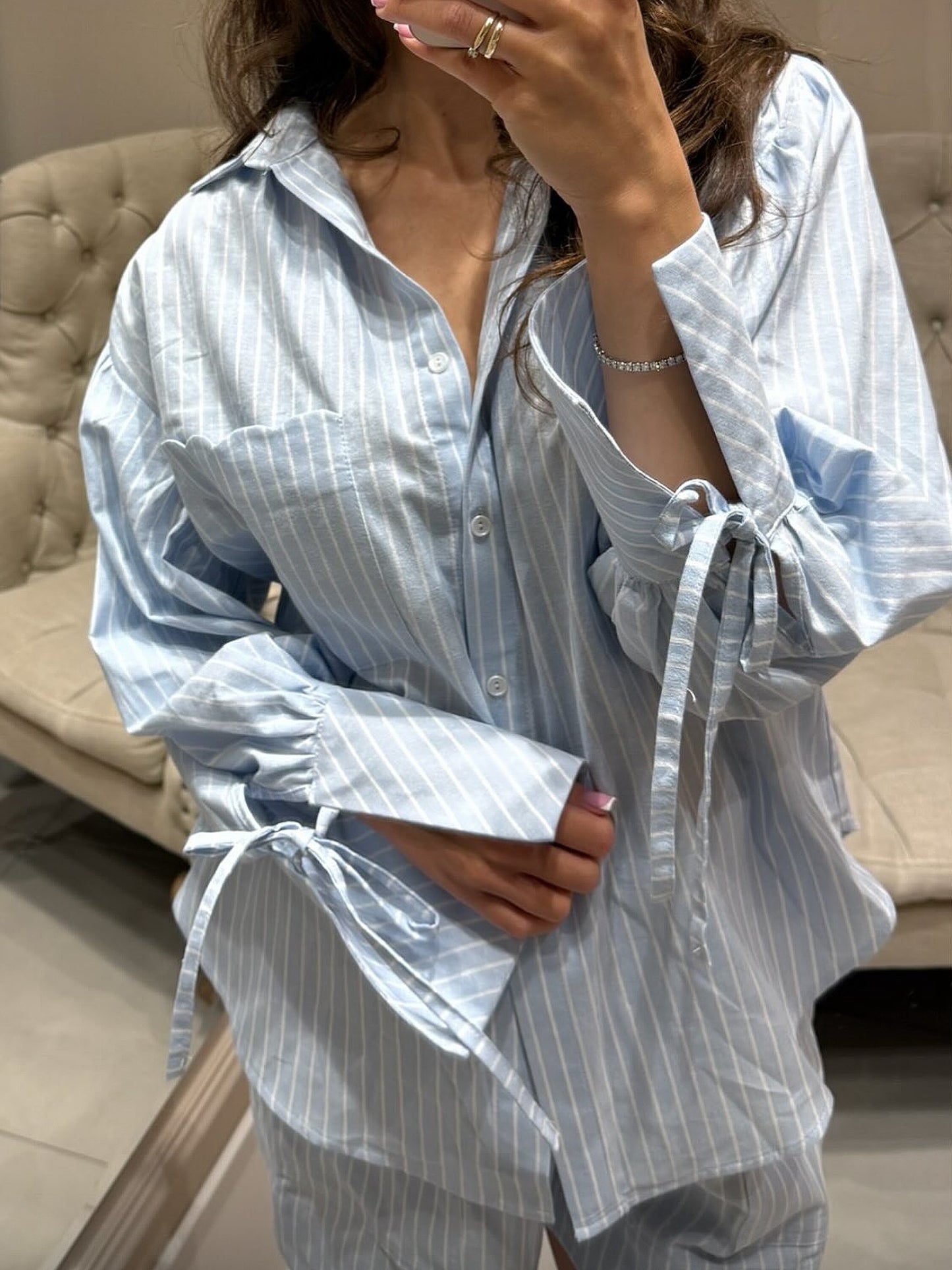 COTTON STRIPE SET BABY BLUE