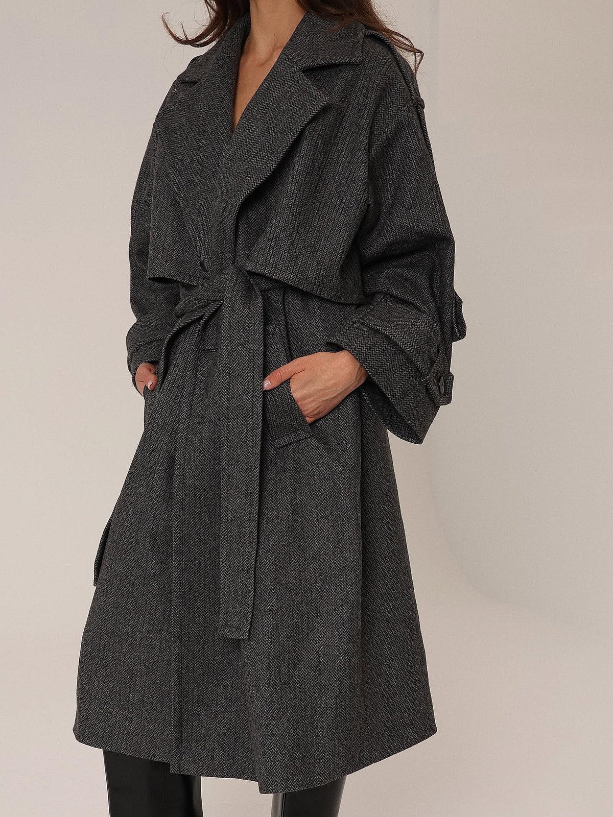 WOOL TRENCH GRAY