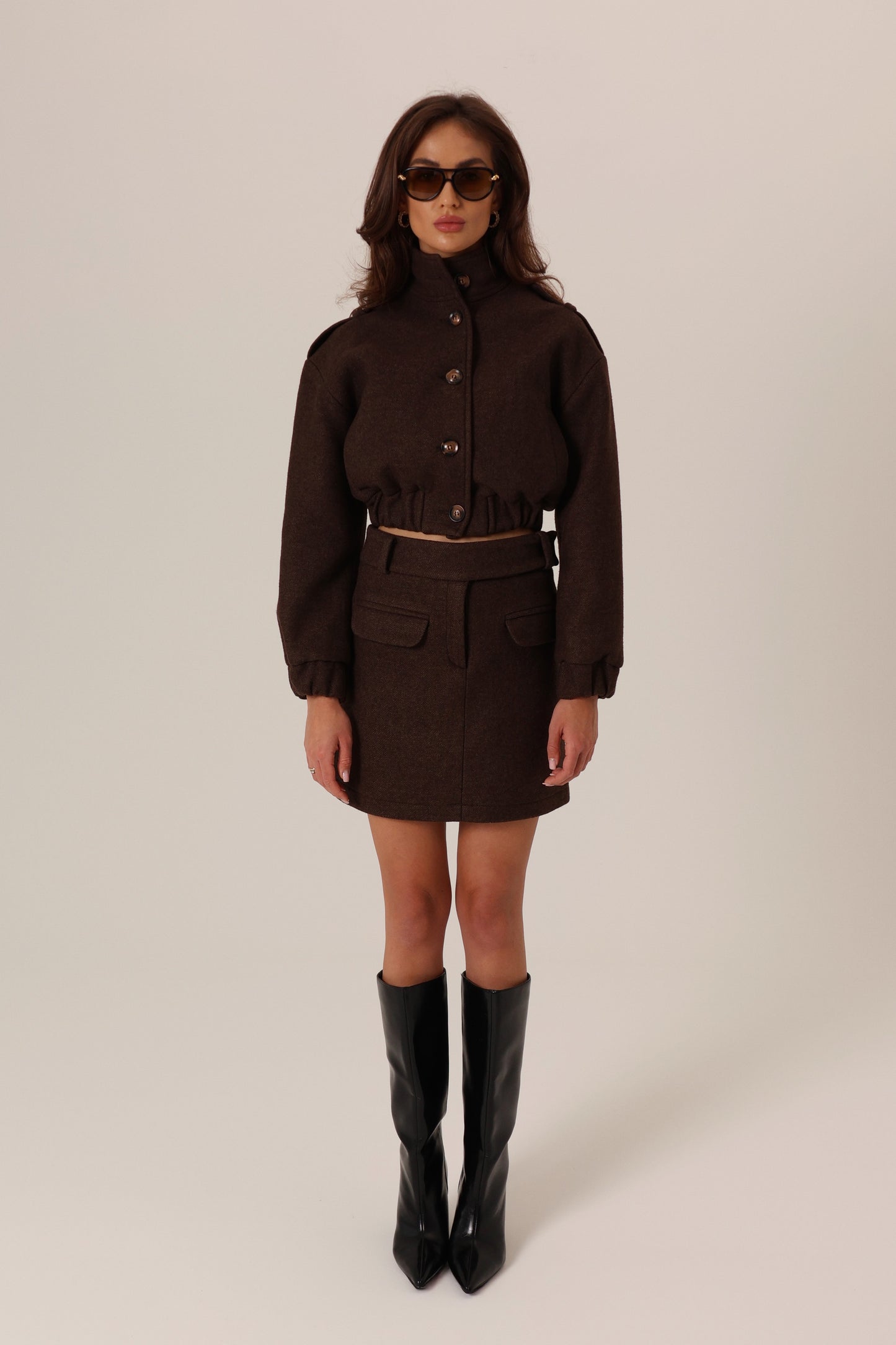 Wełniana spódnica czekoladowa