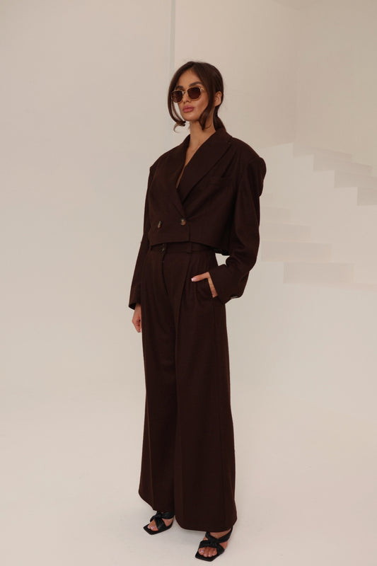 WOOL PANTS BROWN