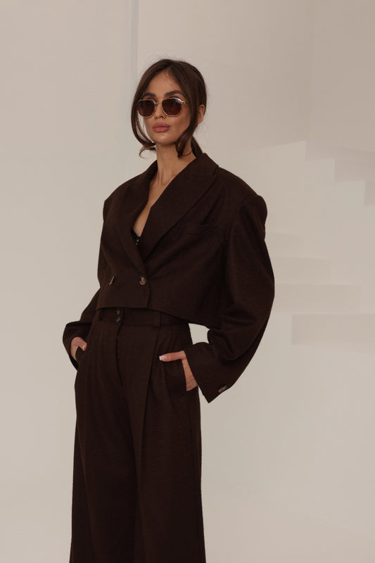 WOOL BLAZER BROWN SHORT