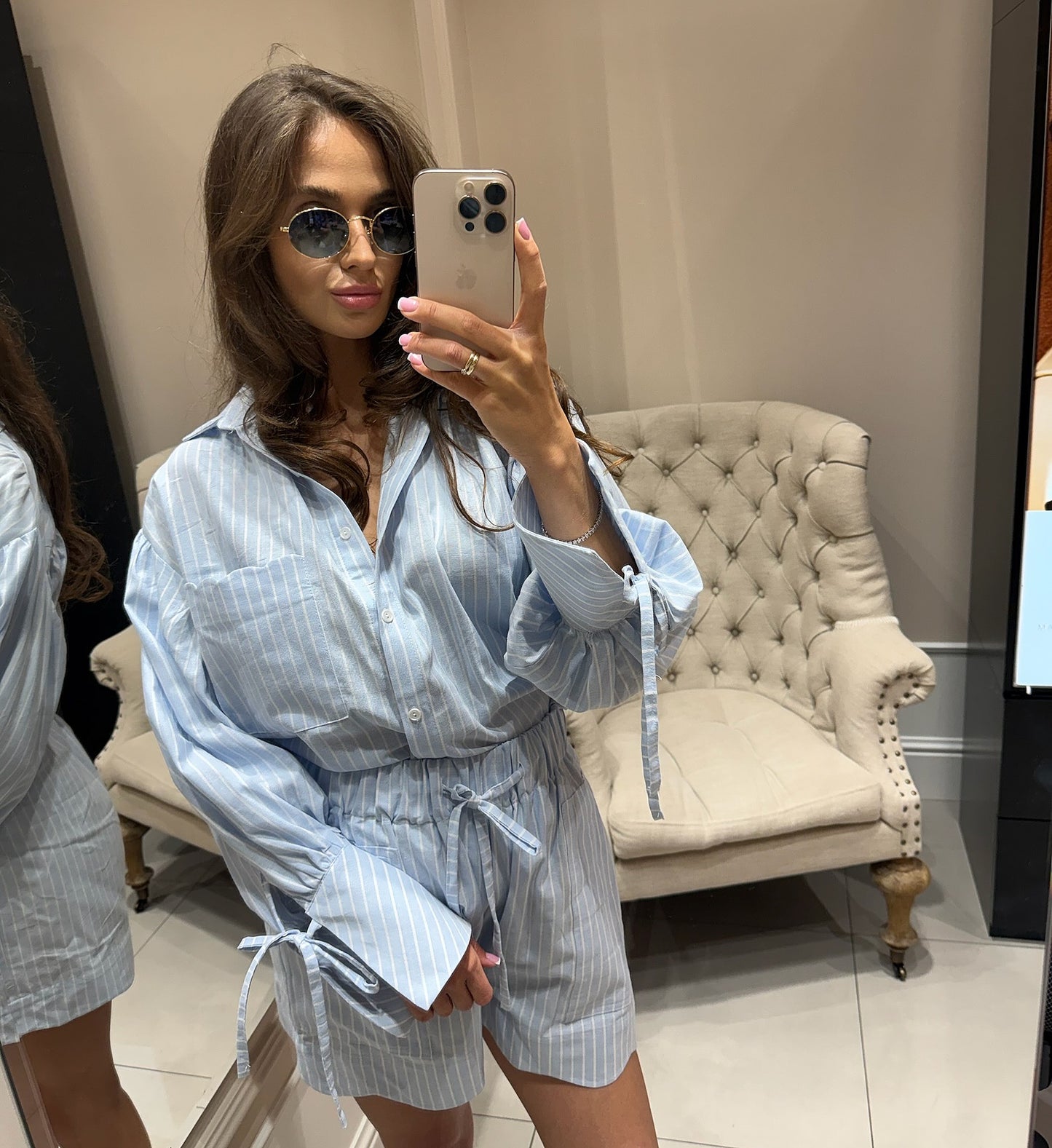 COTTON STRIPE SET BABY BLUE