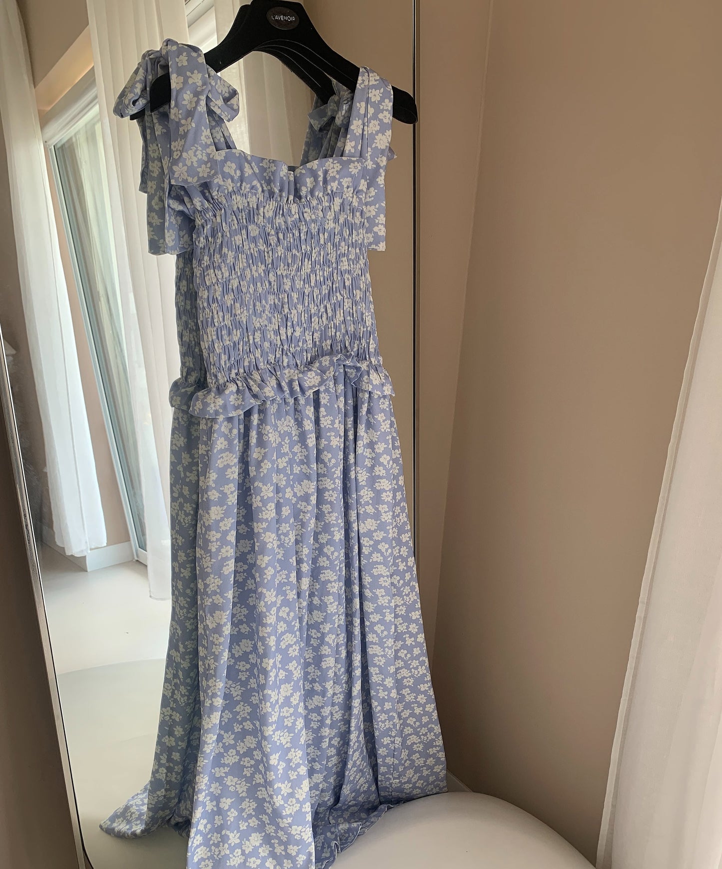 FLOWER BLUE VISCOSE BOW