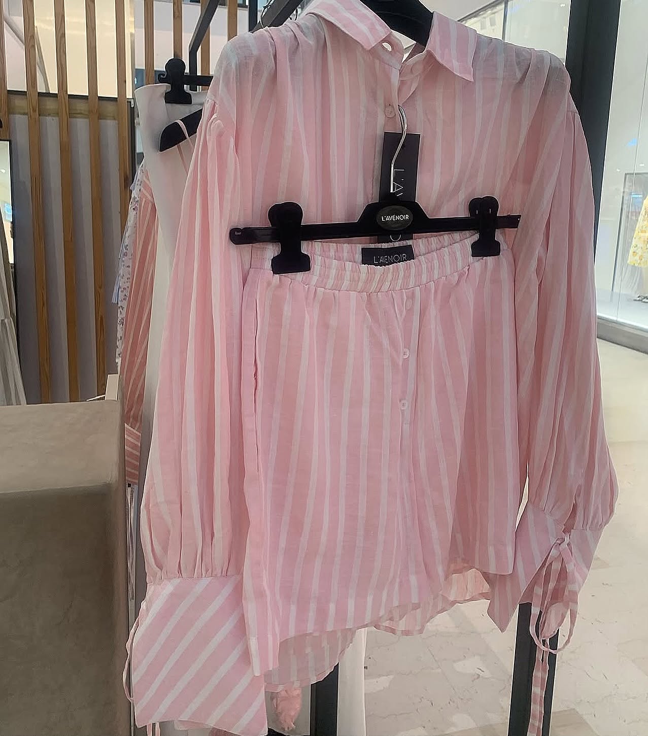 PINK STRIPE LINEN SET