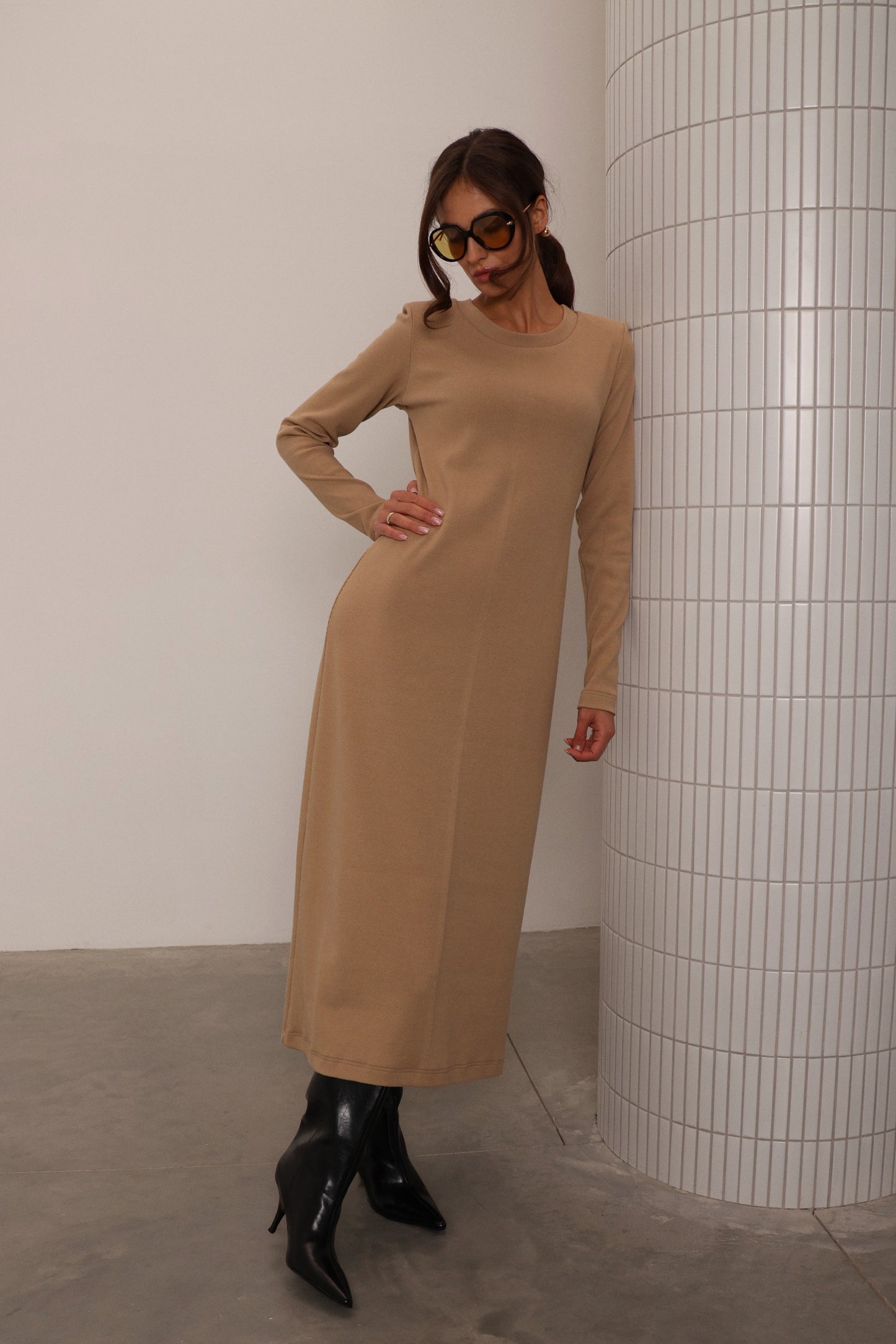 COTTON CAMEL DRESS