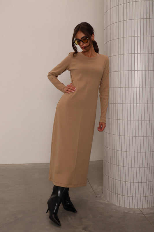 COTTON CAMEL DRESS