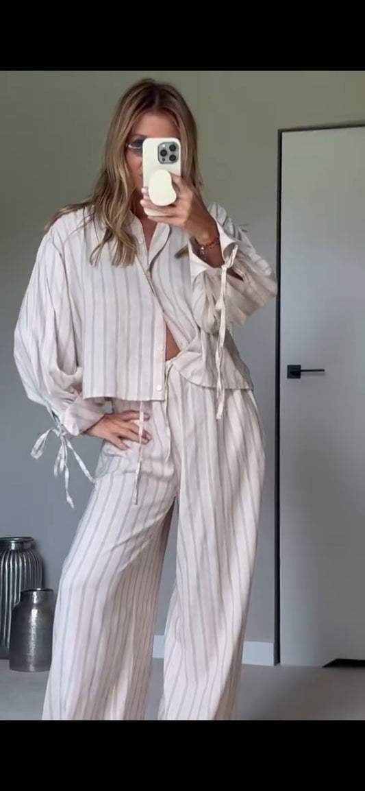 PINK BEIGE LINEN SET