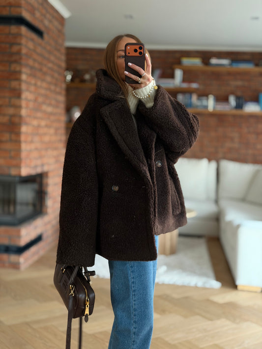 kurtka 100% MERINO WOOL czekoladowa