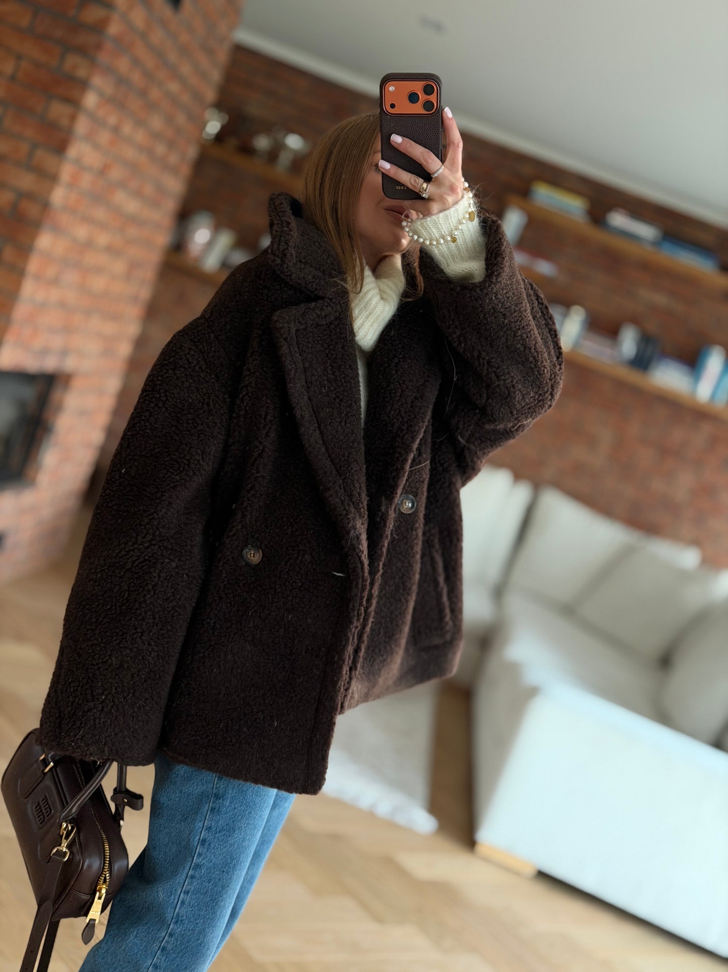 kurtka 100% MERINO WOOL czekoladowa