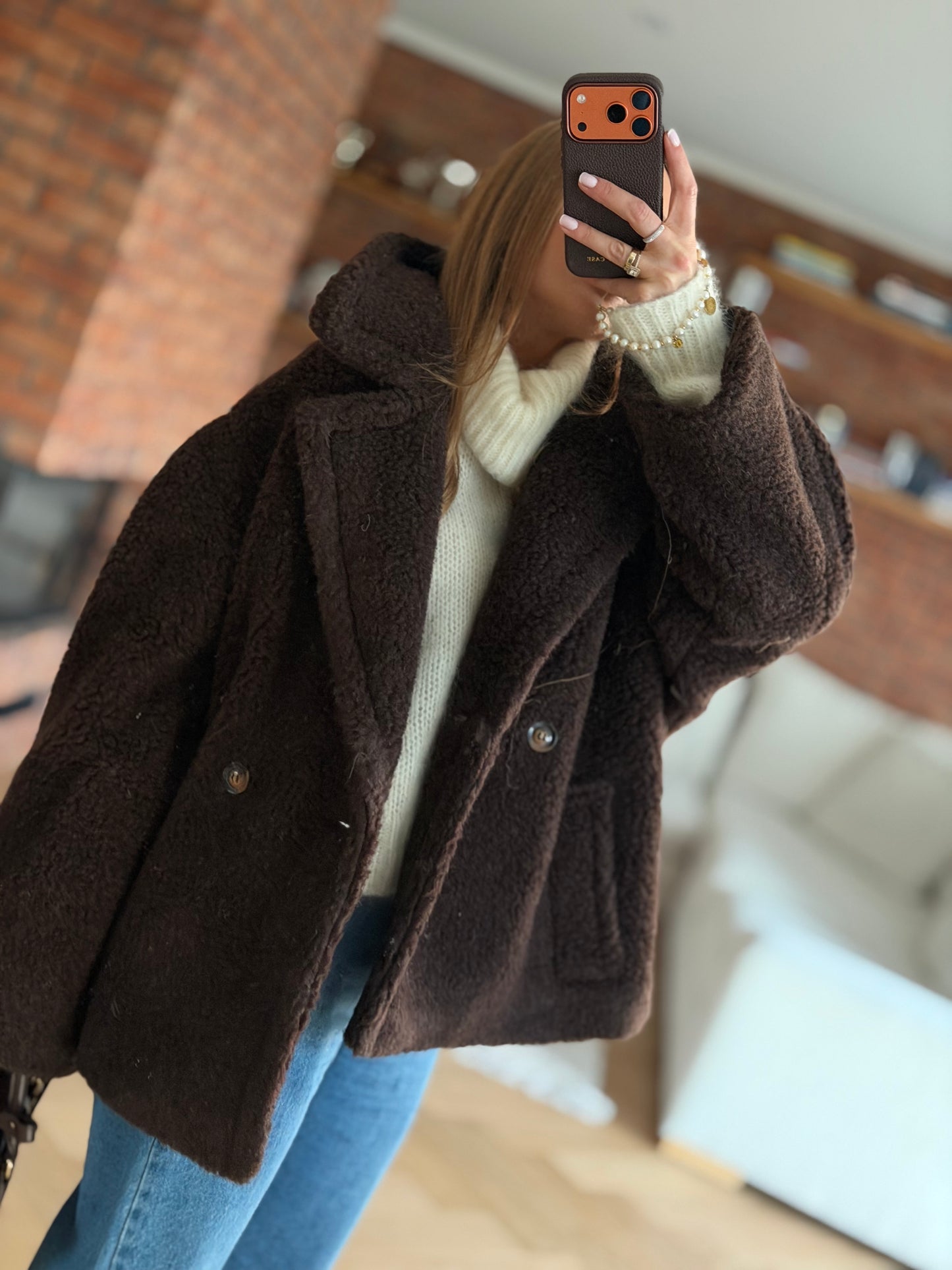 kurtka 100% MERINO WOOL czekoladowa