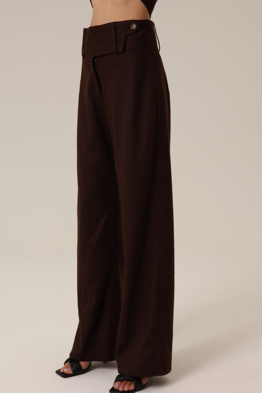 czekoladowe spodnie wełniane